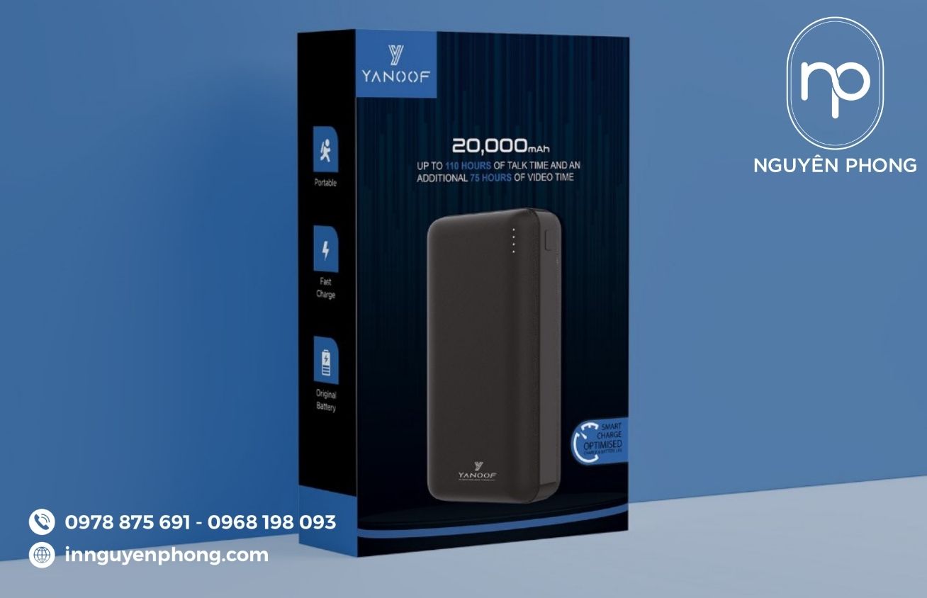 Mẫu hộp giấy đựng sạc dự phòng cao cấp 